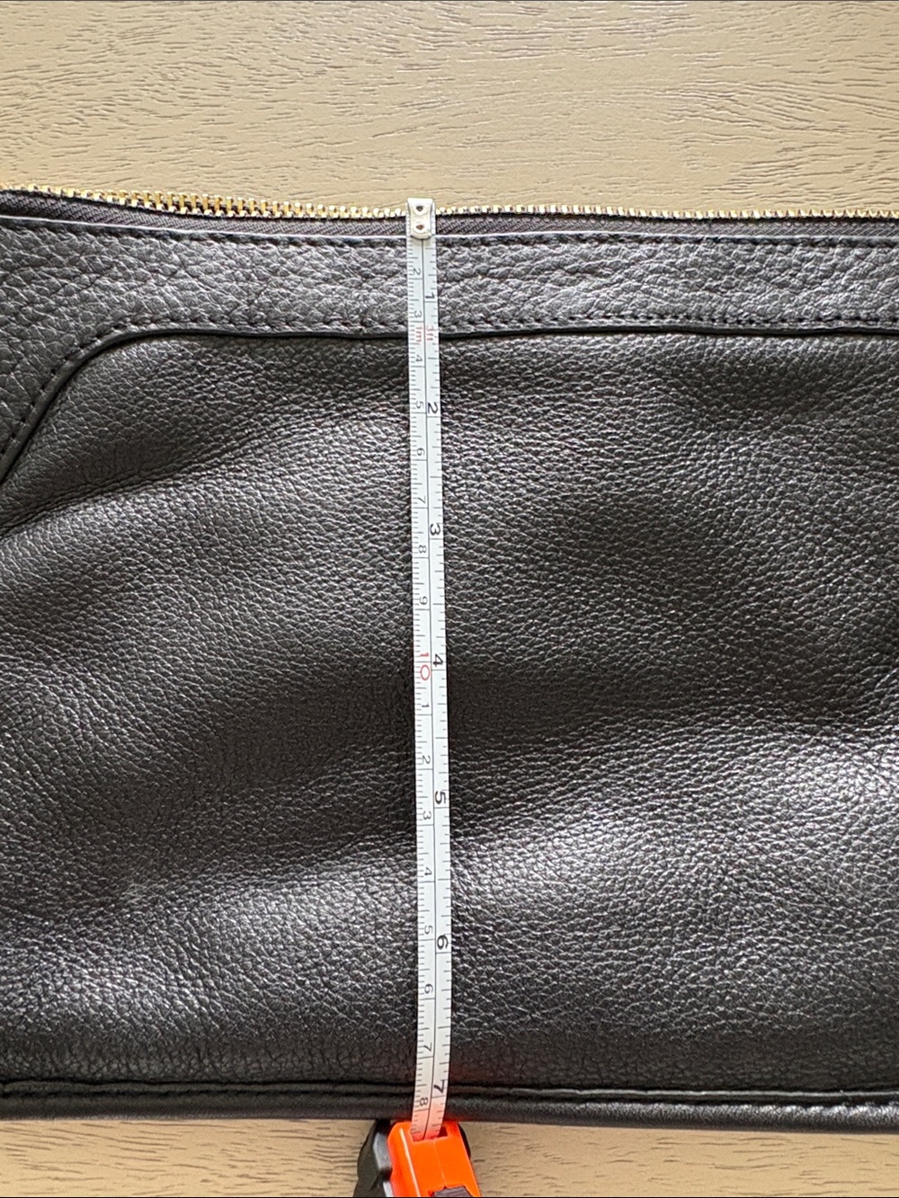 Black Leather Zip Clutch Pouch